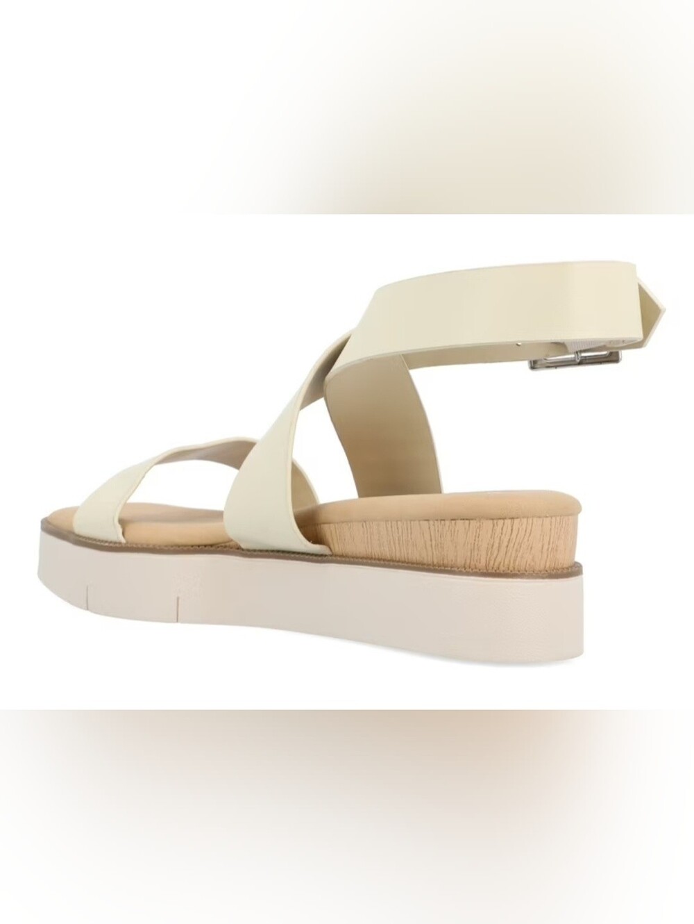 Journee Collection Cream Cross-Strap Platform Sandals Size:8 - Picture 11 of 11